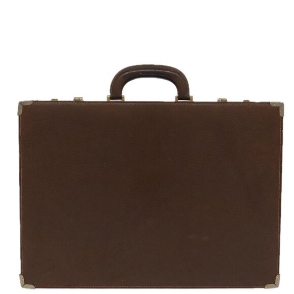 GUCCI Attache Case Trunk Leather Brown Gold - Picture 3 of 15